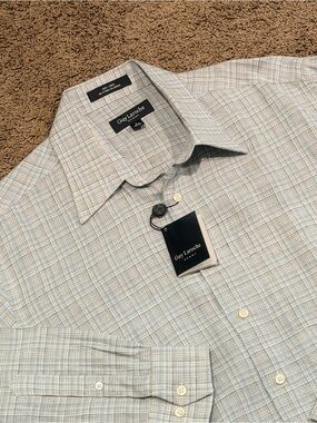 Guy Laroche 100% Linen Dress Shirt Mens 16.5 34/35 Vintage Luxury